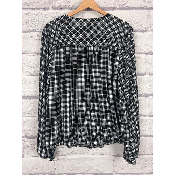 Torrid Womens 1X Career Office Academia Preppy Plaid Long Sleeve Surplice Blouse - Picture 4 of 12